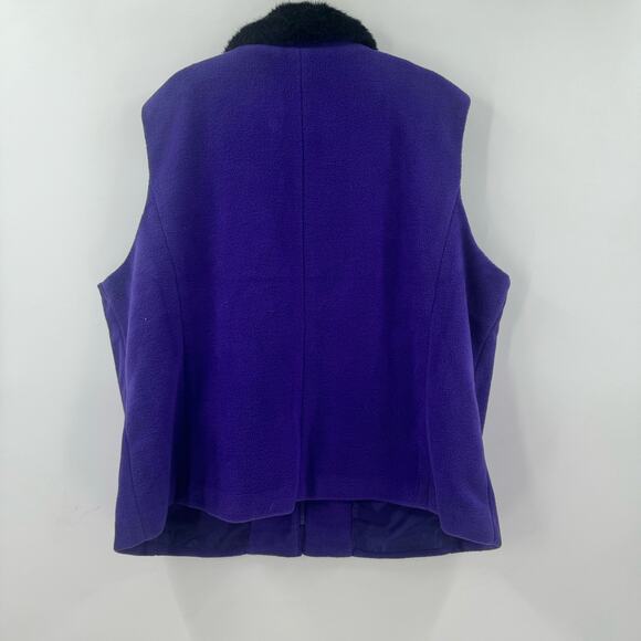 NWT Bob Mackie purple and blue fleece Embroidered faux fur vest - Picture 2 of 9